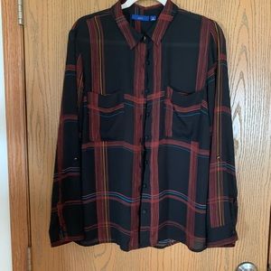 Apt 9 XL black blouse with red and blue lines.